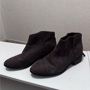 Dark Gray Suede Ankle Boots
